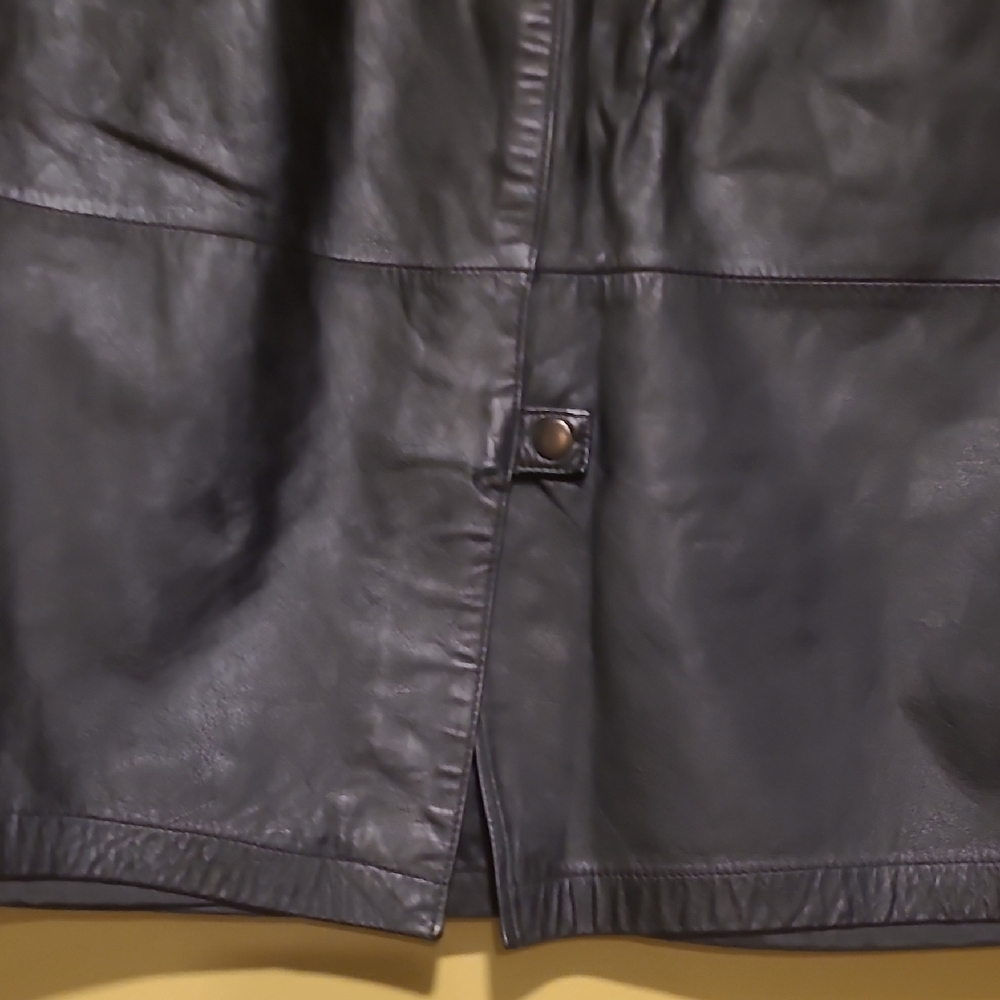 Sliverleaf Vintage Elegant Black Leather Skirt - Picture 7 of 13